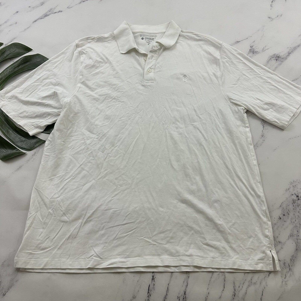Coolibar Mens Polo Shirt Size XL White UPF 50 Sun Protection Solid Short Sleeve